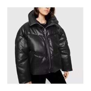 Rebecca Minkoff Women's Size XL Black Puffer Oversized Faux Leather NEW Jacket